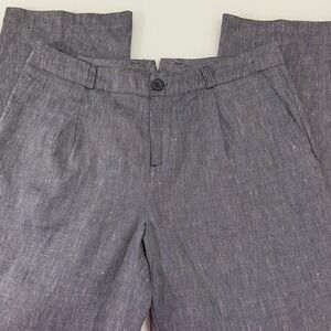 Sigrid Olsen Women's Linen Blend Navy Pants Pleated Front Career Casual Size‎ 8